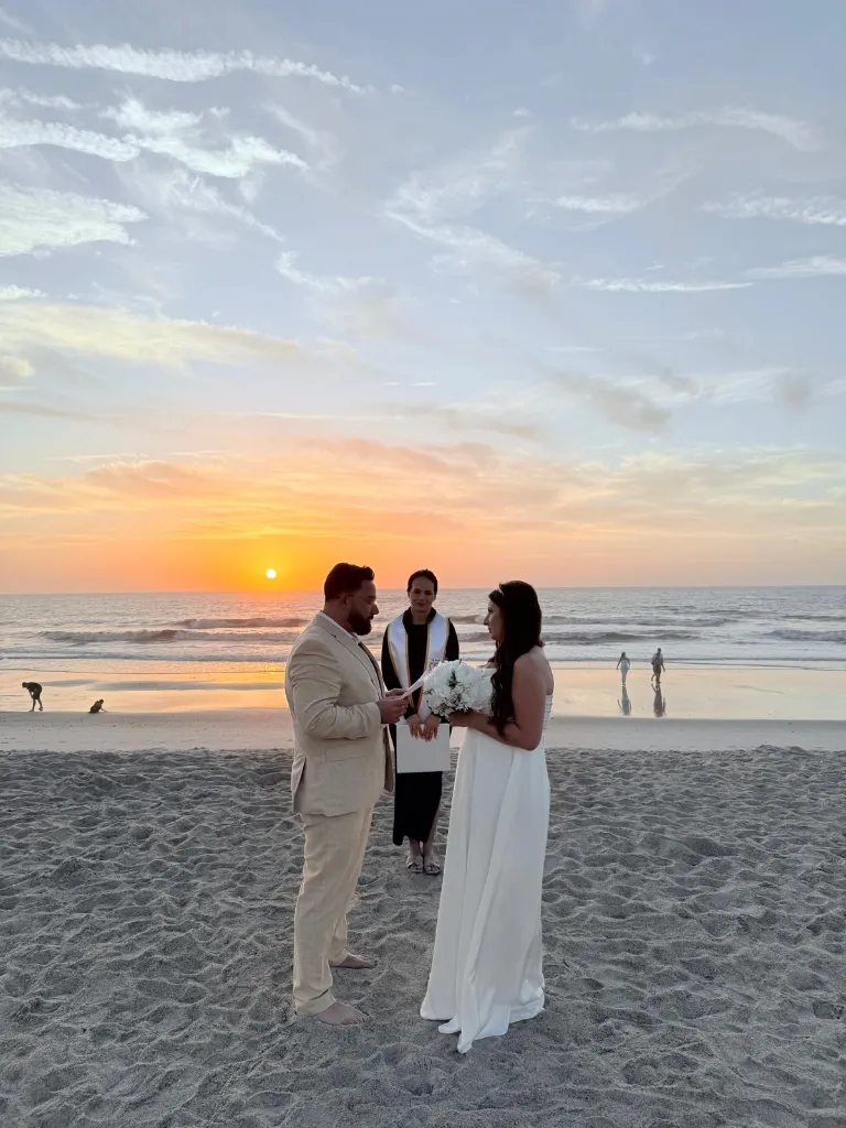 Beautiful beach wedding ceremony with officiant in Northeast Florida